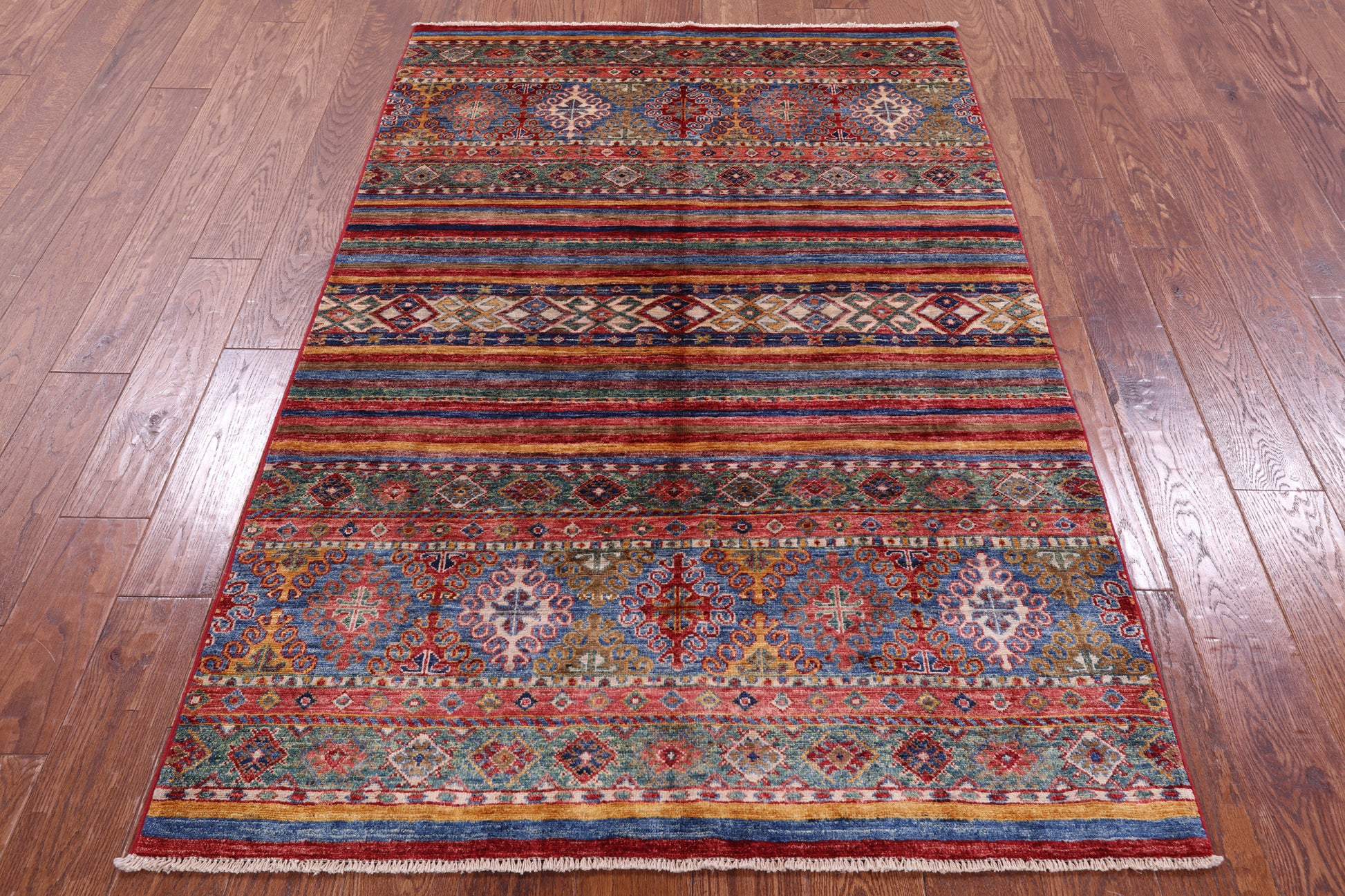 Khorjin Persian Gabbeh Hand Knotted Wool Rug - 4' 0" X 6' 1" - Golden Nile