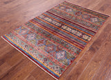 Khorjin Persian Gabbeh Hand Knotted Wool Rug - 4' 0" X 6' 1" - Golden Nile