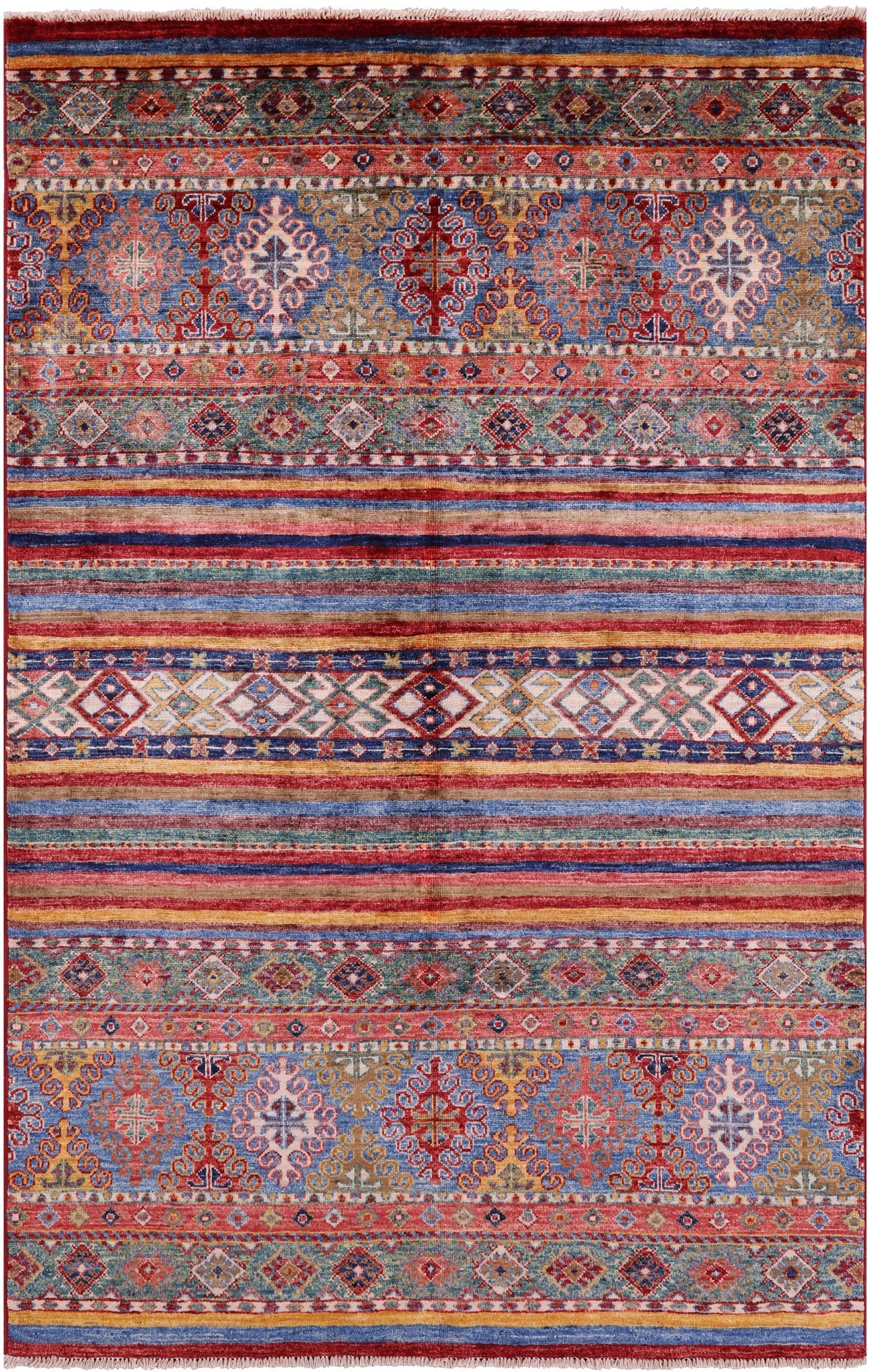 Khorjin Persian Gabbeh Hand Knotted Wool Rug - 4' 0" X 6' 1" - Golden Nile