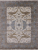 Ivory Turkish Oushak Hand Knotted Wool Area Rug - 9' 3" X 11' 10" - Golden Nile