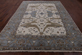 Ivory Turkish Oushak Hand Knotted Wool Area Rug - 9' 3" X 11' 10" - Golden Nile