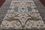 Ivory Turkish Oushak Hand Knotted Wool Area Rug - 9' 3" X 11' 10" - Golden Nile