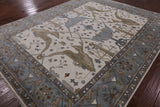 Ivory Turkish Oushak Hand Knotted Wool Area Rug - 9' 3" X 11' 10" - Golden Nile