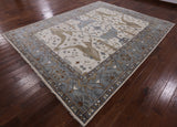 Ivory Turkish Oushak Hand Knotted Wool Area Rug - 9' 3" X 11' 10" - Golden Nile