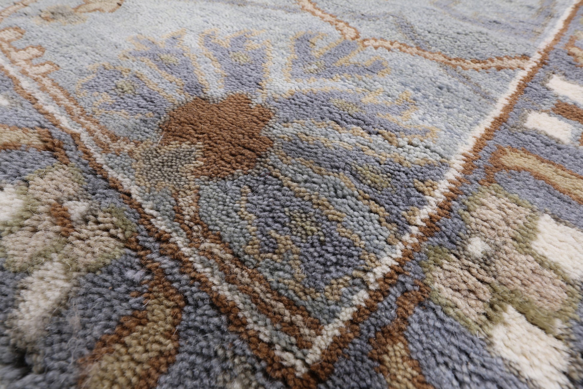 Ivory Turkish Oushak Hand Knotted Wool Area Rug - 9' 3" X 11' 10" - Golden Nile