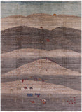 Tribal Persian Gabbeh Hand Knotted Wool Rug - 9' 2" X 12' 6" - Golden Nile