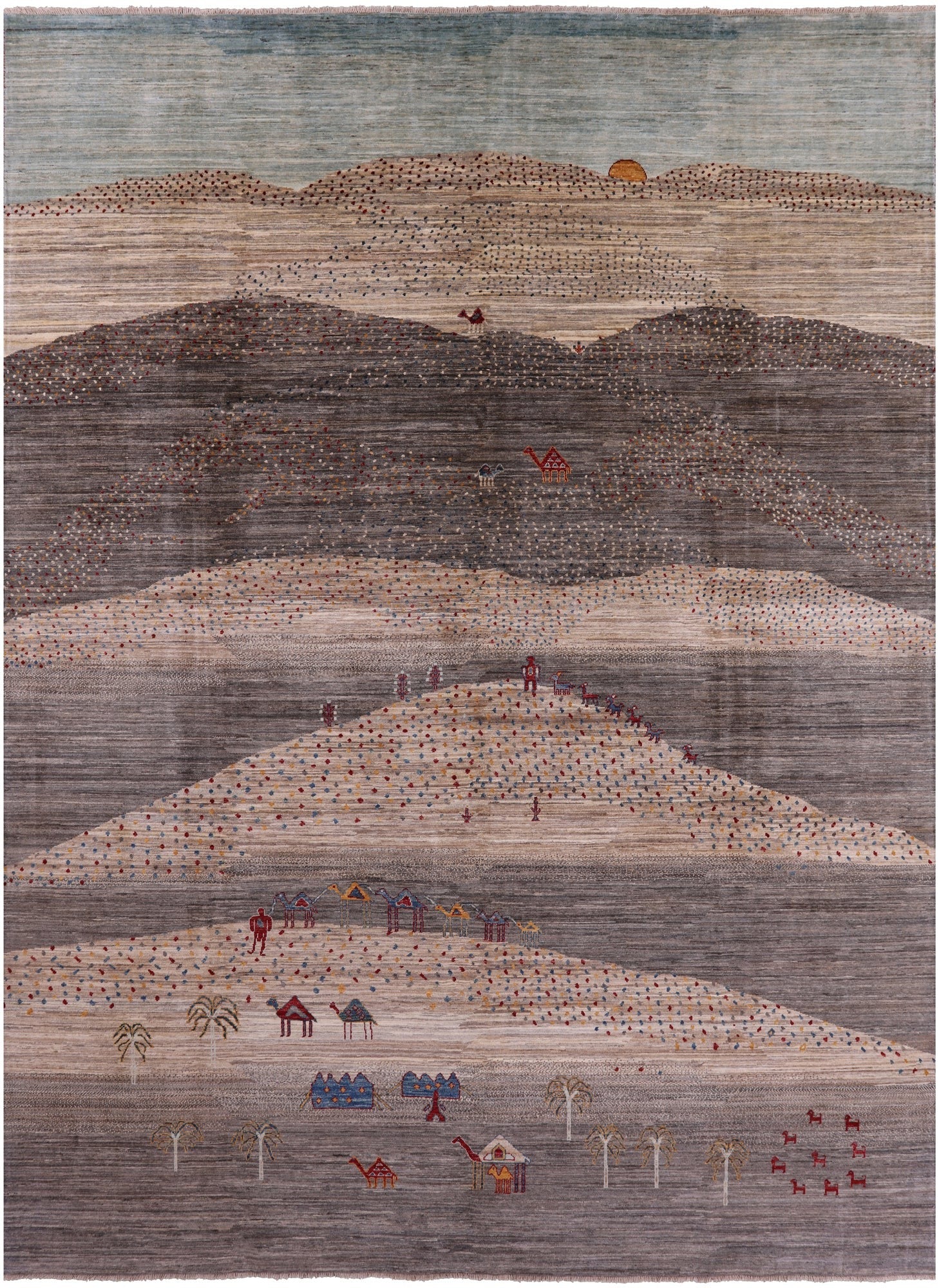 Tribal Persian Gabbeh Hand Knotted Wool Rug - 9' 2" X 12' 6" - Golden Nile
