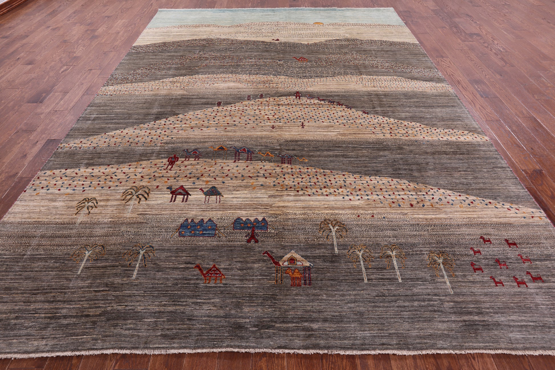 Tribal Persian Gabbeh Hand Knotted Wool Rug - 9' 2" X 12' 6" - Golden Nile