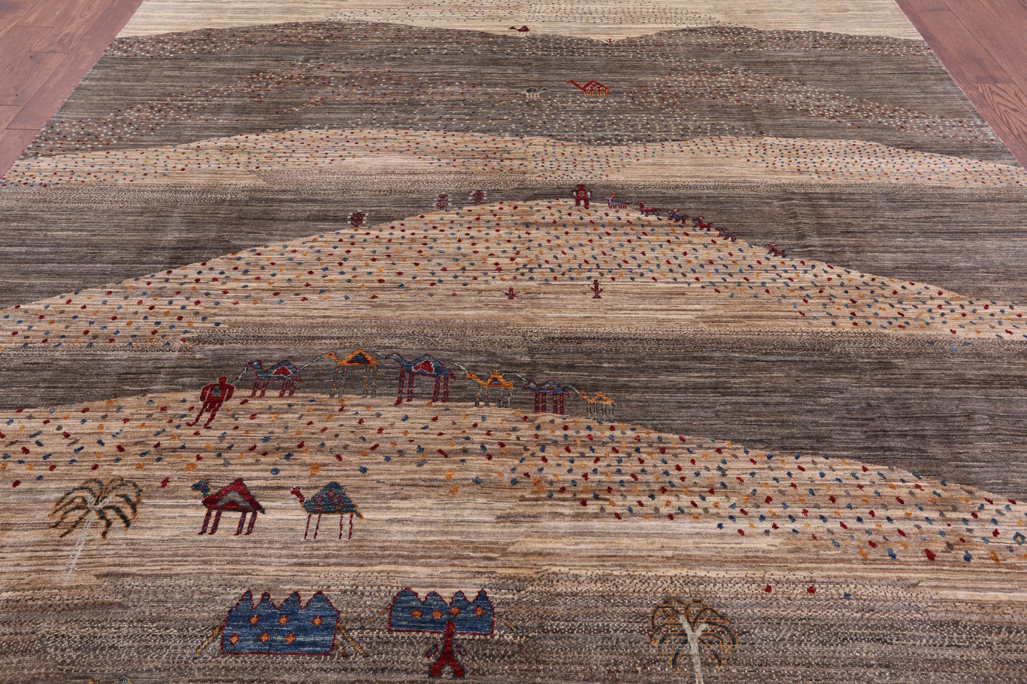 Tribal Persian Gabbeh Hand Knotted Wool Rug - 9' 2" X 12' 6" - Golden Nile