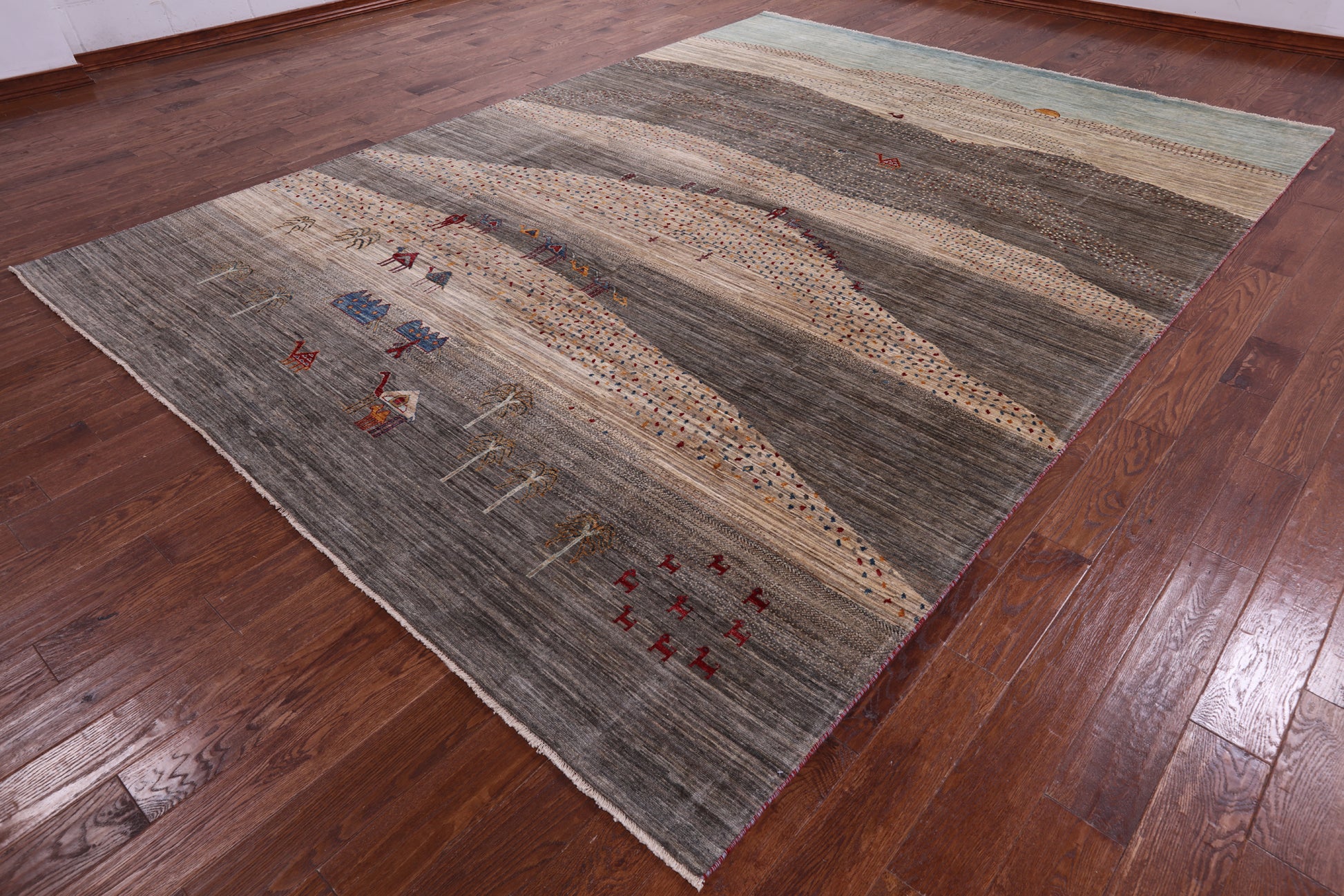 Tribal Persian Gabbeh Hand Knotted Wool Rug - 9' 2" X 12' 6" - Golden Nile