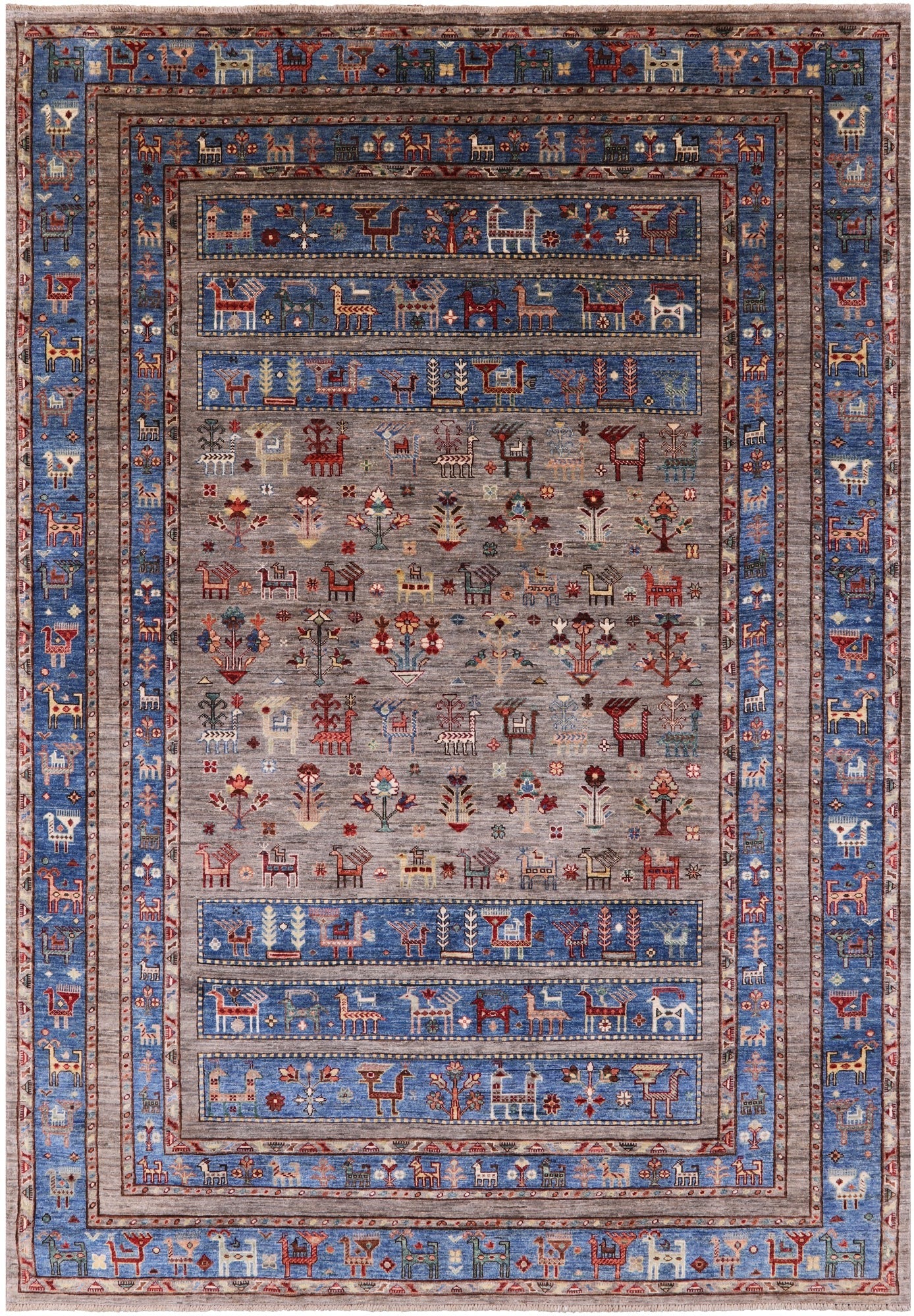 Tribal Persian Gabbeh Hand Knotted Wool Rug - 6' 9" X 9' 9" - Golden Nile