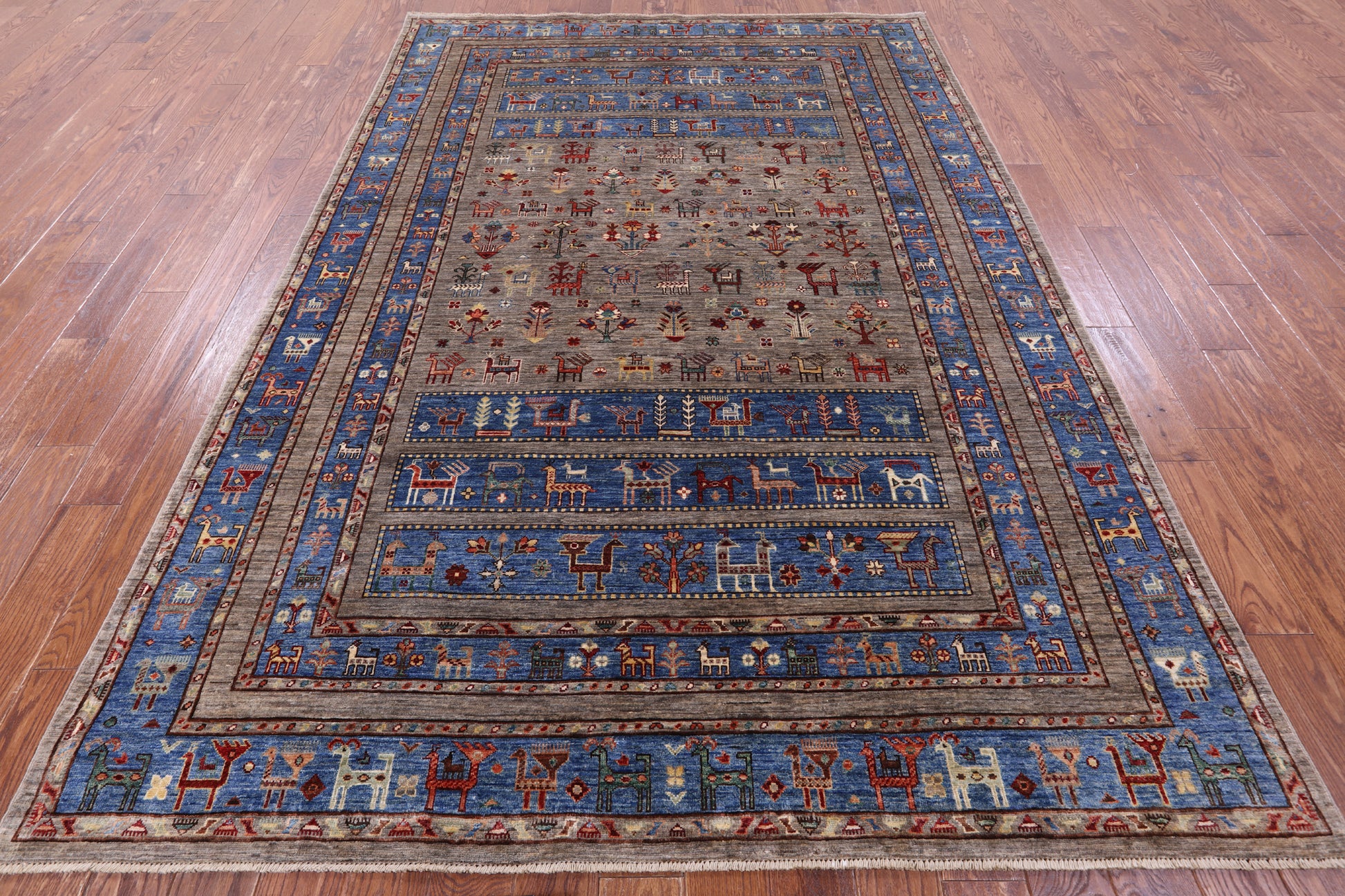 Tribal Persian Gabbeh Hand Knotted Wool Rug - 6' 9" X 9' 9" - Golden Nile