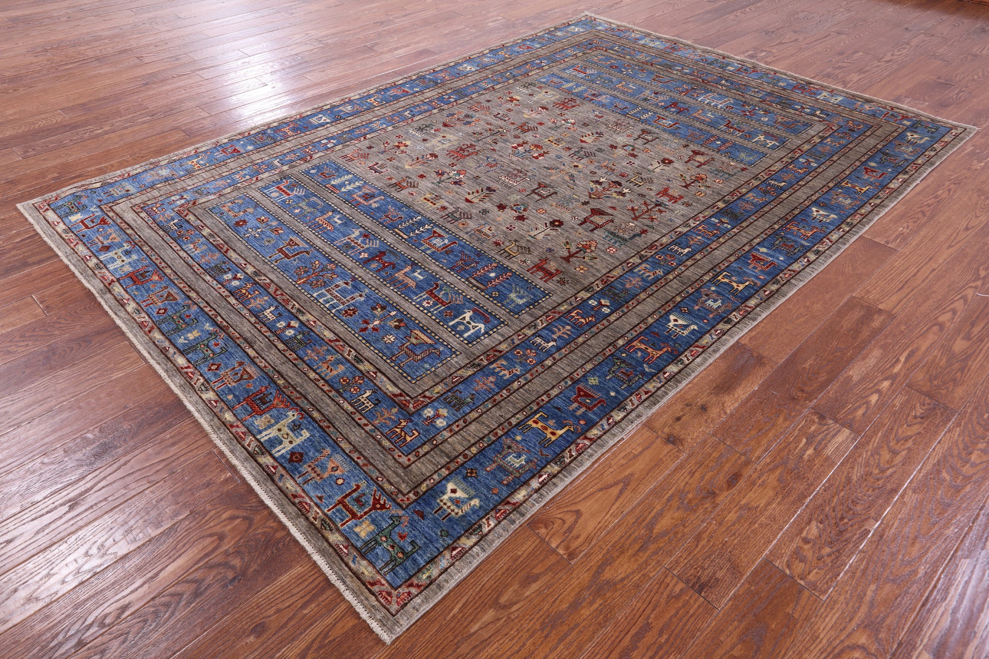 Tribal Persian Gabbeh Hand Knotted Wool Rug - 6' 9" X 9' 9" - Golden Nile