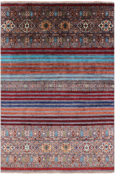 Khorjin Persian Gabbeh Hand Knotted Wool Rug - 5' 9" X 8' 5" - Golden Nile