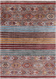 Khorjin Persian Gabbeh Hand Knotted Wool Rug - 4' 2" X 5' 11" - Golden Nile