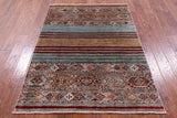 Khorjin Persian Gabbeh Hand Knotted Wool Rug - 4' 2" X 5' 11" - Golden Nile