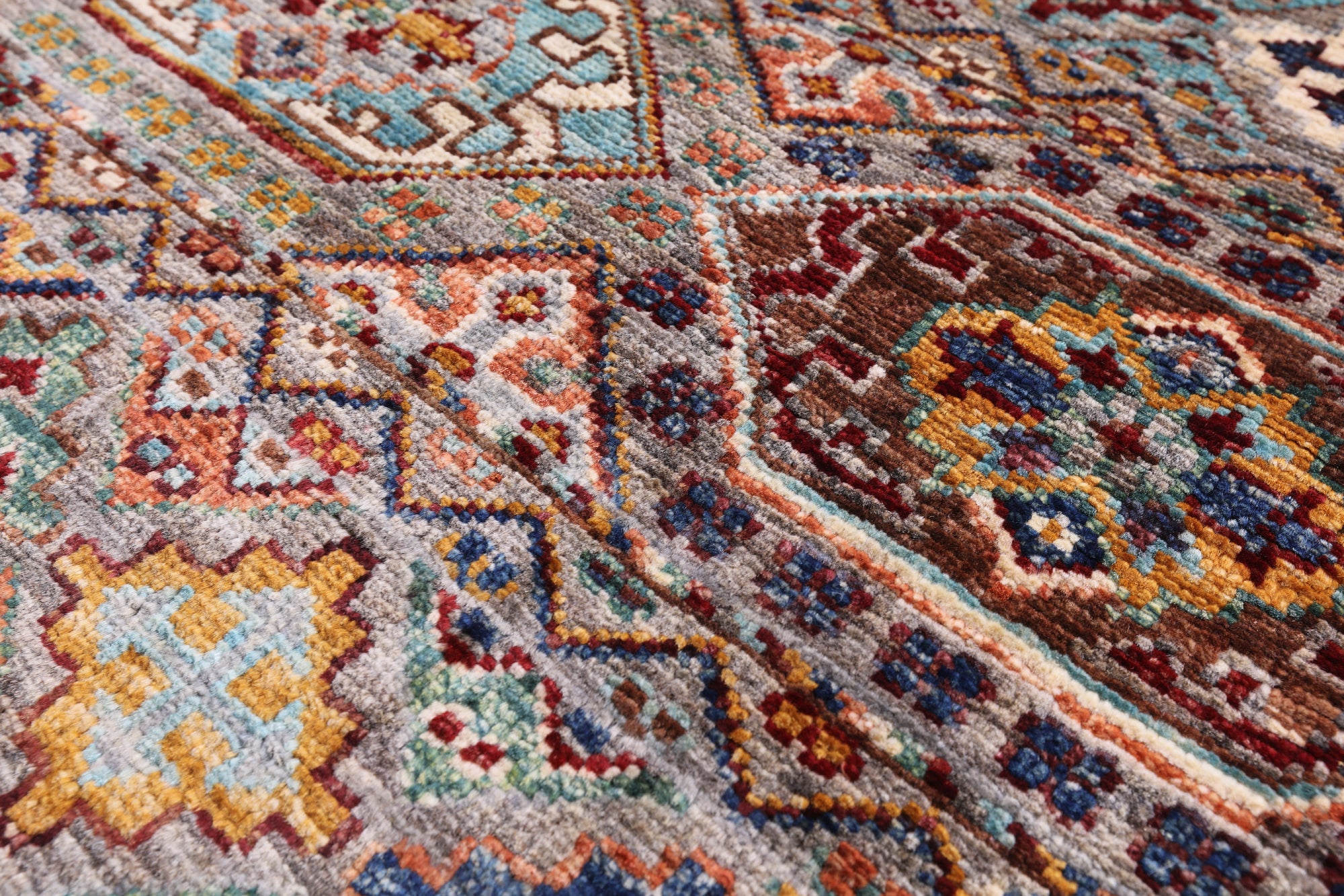 Khorjin Persian Gabbeh Hand Knotted Wool Rug - 4' 2" X 5' 11" - Golden Nile