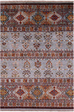 Grey Khorjin Persian Gabbeh Hand Knotted Wool Rug - 4' 2" X 6' 1" - Golden Nile