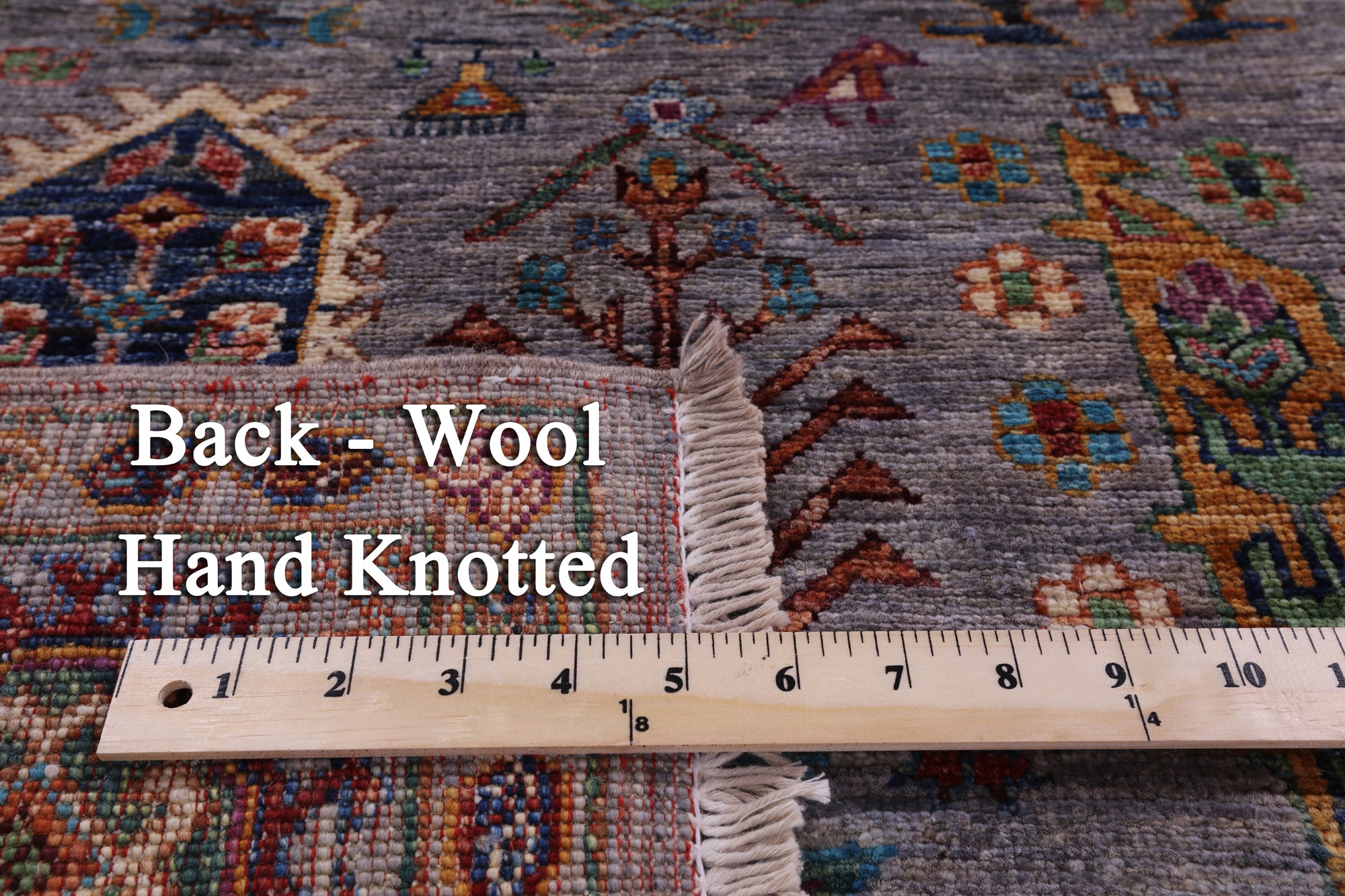 Grey Turkmen Ersari Hand Knotted Wool Rug - 5' 7" X 8' 9" - Golden Nile