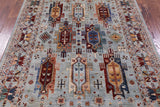 Blue Persian Fine Serapi Hand Knotted Wool Rug - 5' 0" X 6' 9" - Golden Nile