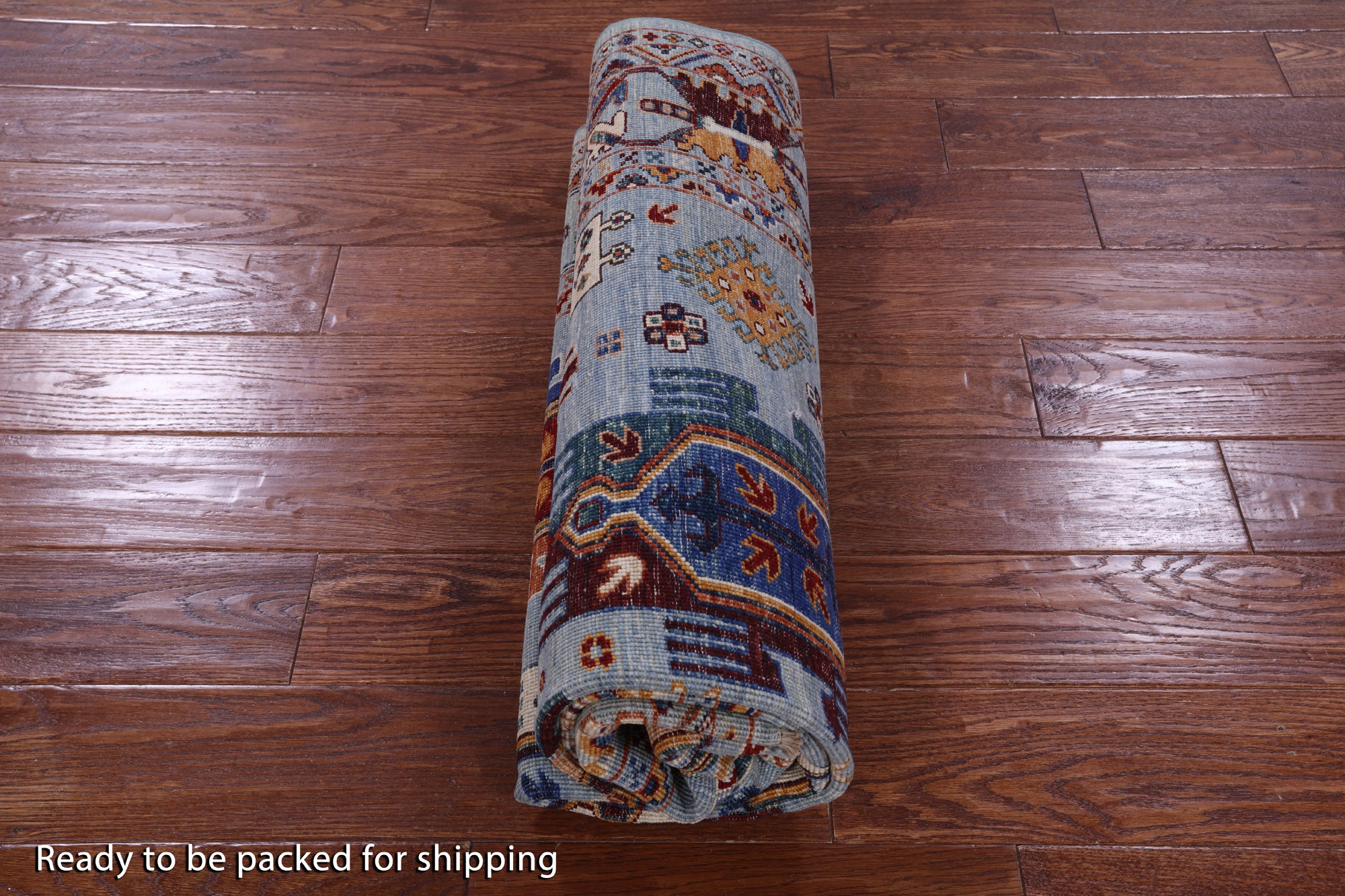 Blue Persian Fine Serapi Hand Knotted Wool Rug - 5' 0" X 6' 9" - Golden Nile
