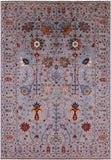 Grey Peshawar Handmade Wool Rug - 4' 10" X 7' 0" - Golden Nile