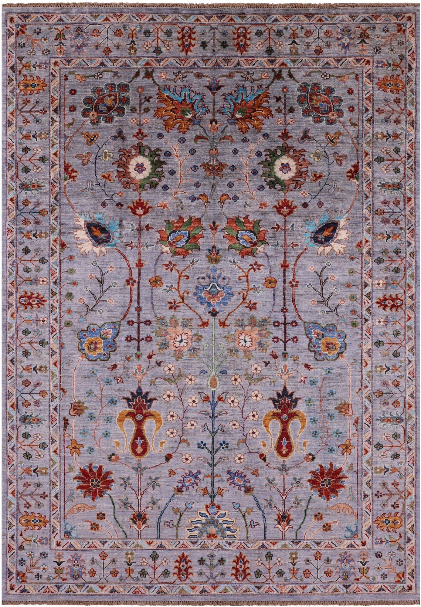 Grey Peshawar Handmade Wool Rug - 4' 10" X 7' 0" - Golden Nile