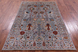 Grey Peshawar Handmade Wool Rug - 4' 10" X 7' 0" - Golden Nile
