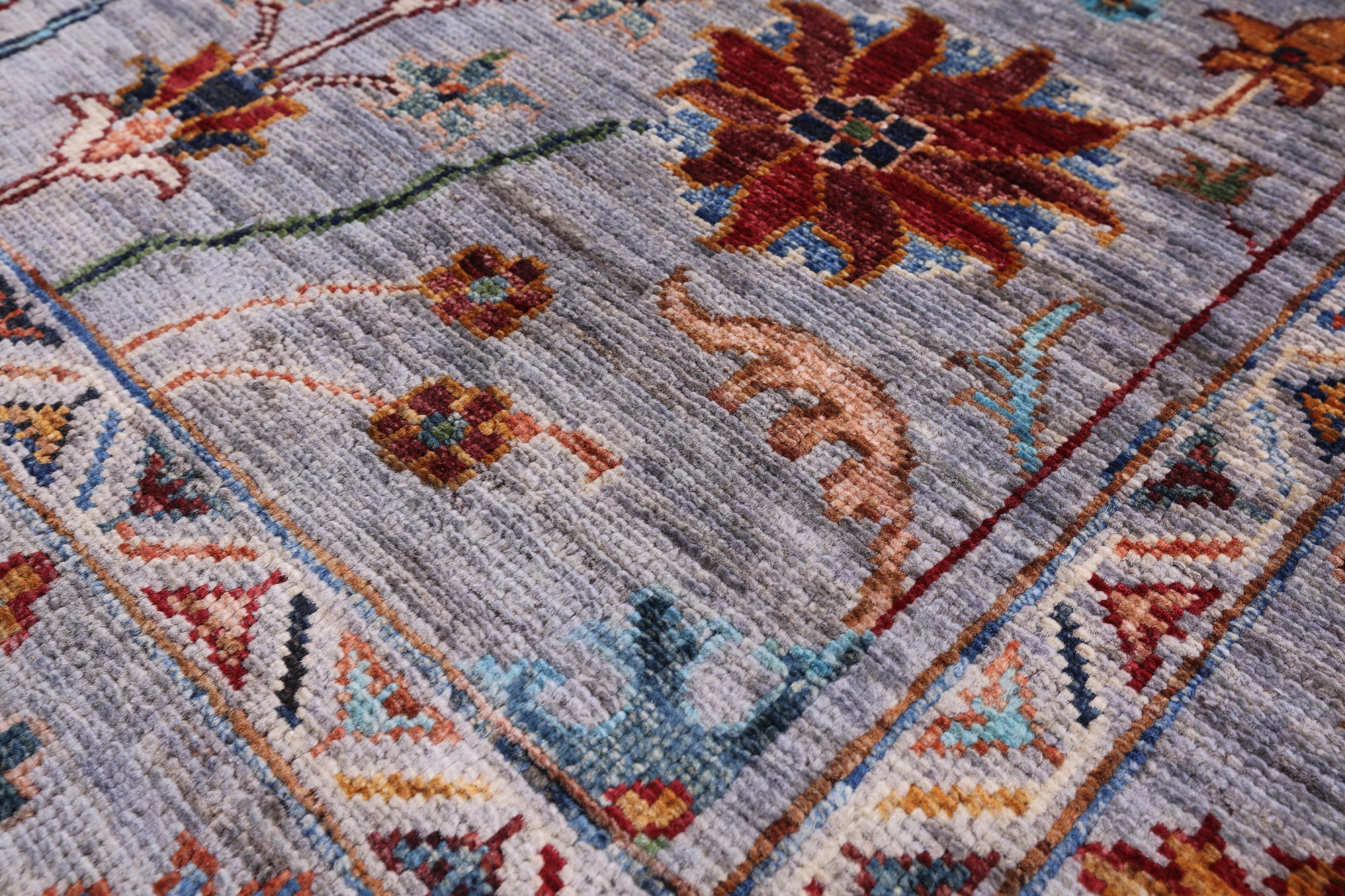Grey Peshawar Handmade Wool Rug - 4' 10" X 7' 0" - Golden Nile