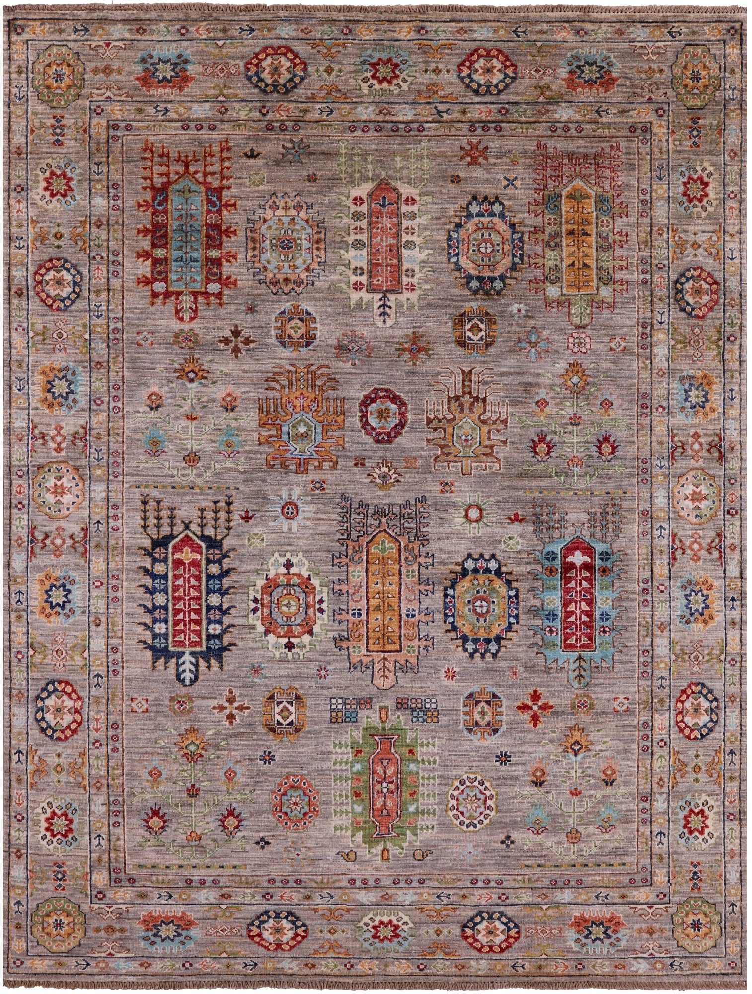 Turkmen Ersari Hand Knotted Wool Rug - 5' 0" X 6' 7" - Golden Nile