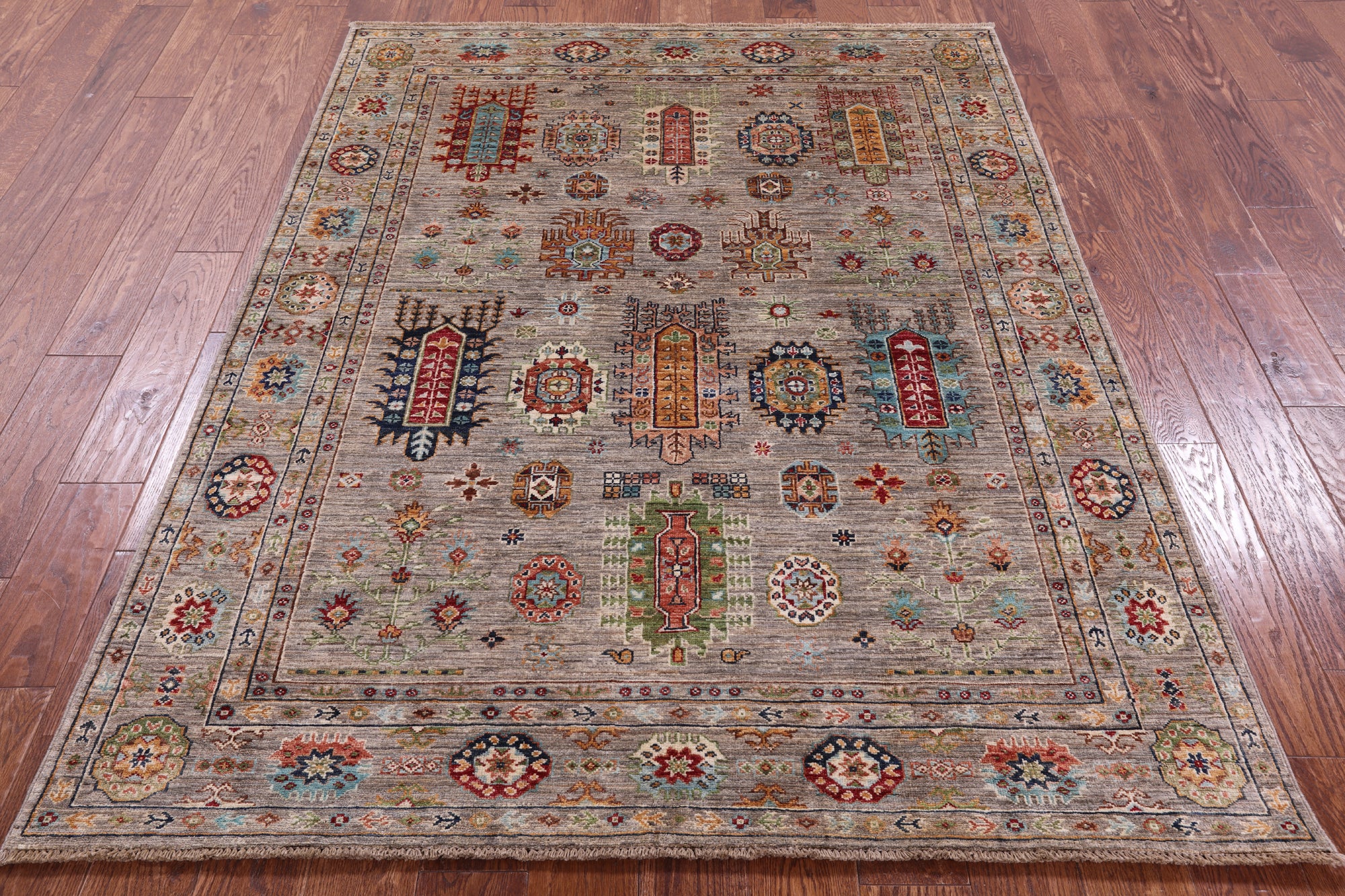 Turkmen Ersari Hand Knotted Wool Rug - 5' 0" X 6' 7" - Golden Nile