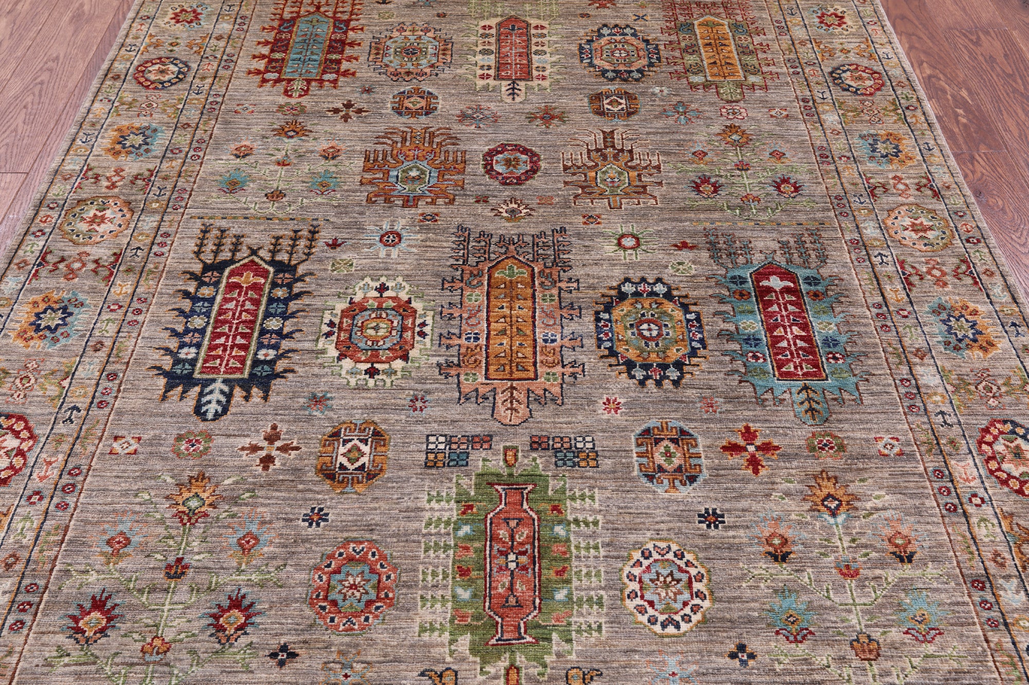 Turkmen Ersari Hand Knotted Wool Rug - 5' 0" X 6' 7" - Golden Nile
