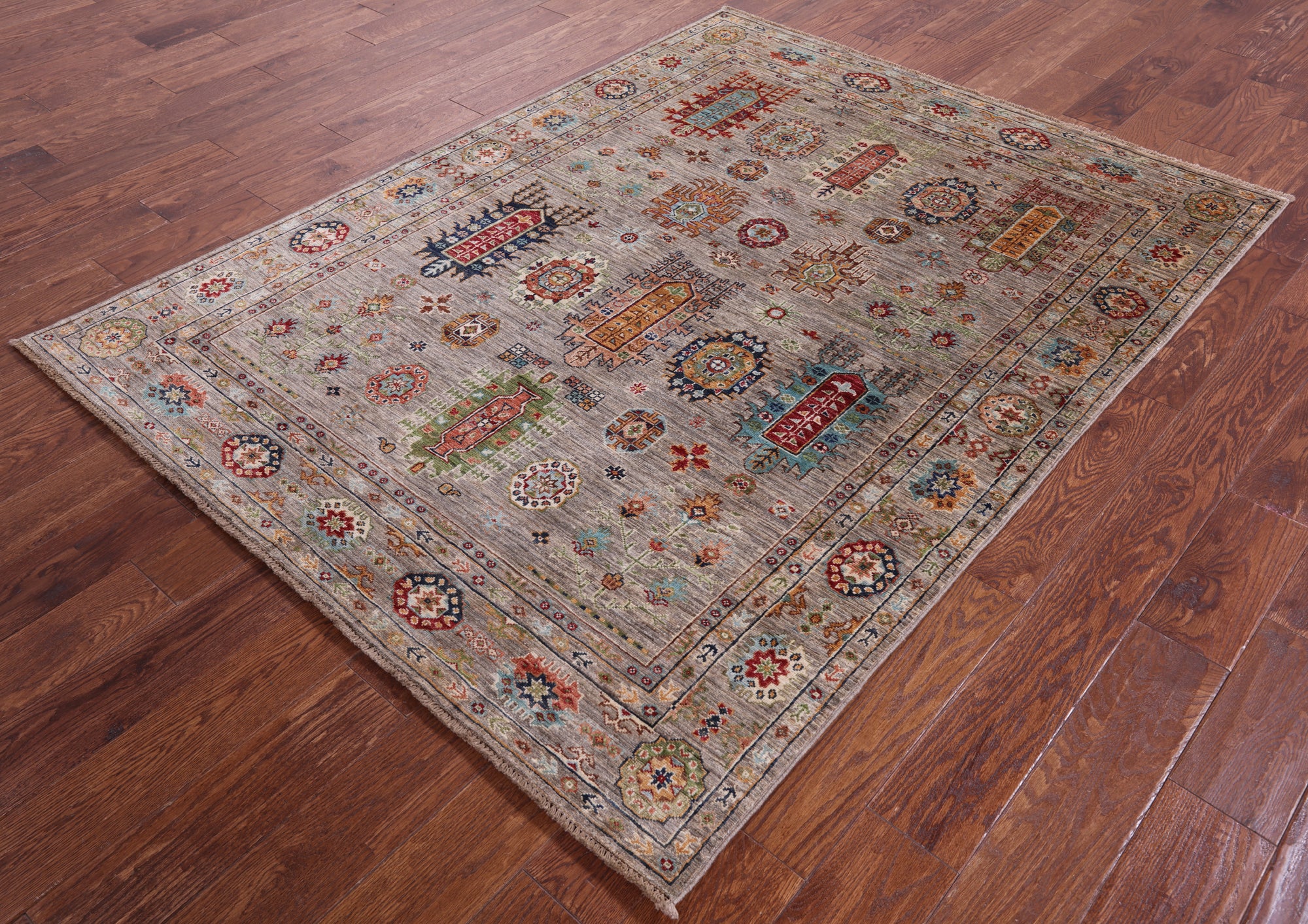 Turkmen Ersari Hand Knotted Wool Rug - 5' 0" X 6' 7" - Golden Nile