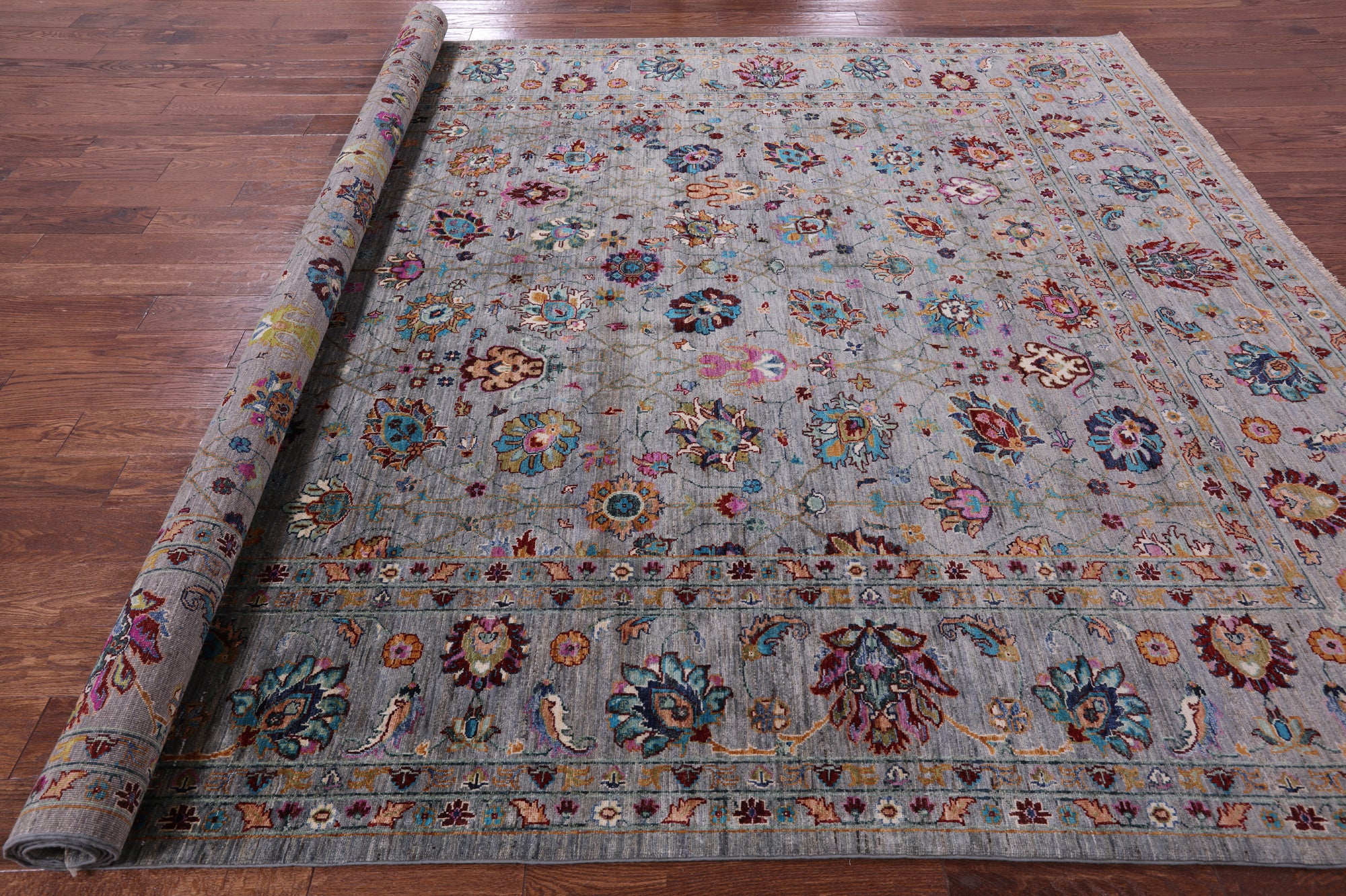 Grey Peshawar Hand Knotted Wool Rug - 8' 10" X 12' 0" - Golden Nile