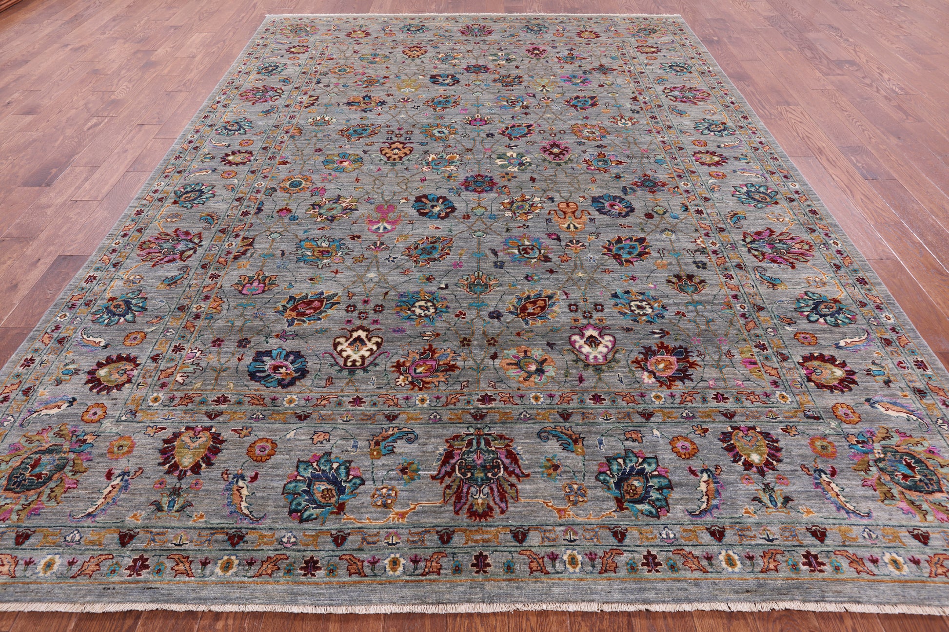 Grey Peshawar Hand Knotted Wool Rug - 8' 10" X 12' 0" - Golden Nile
