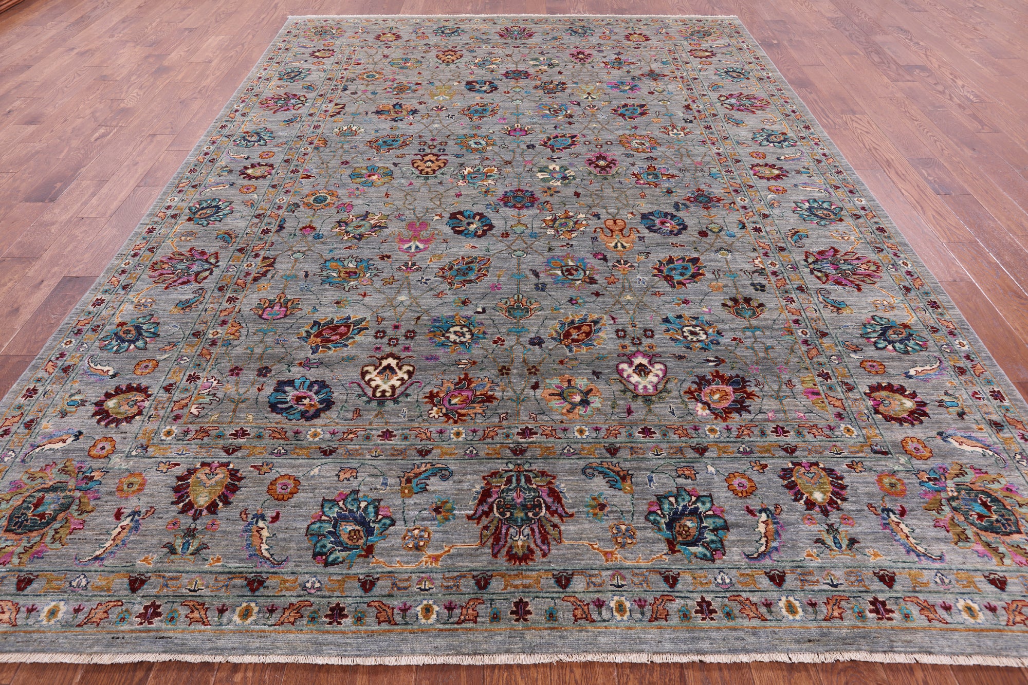 Grey Peshawar Hand Knotted Wool Rug - 8' 10" X 12' 0" - Golden Nile