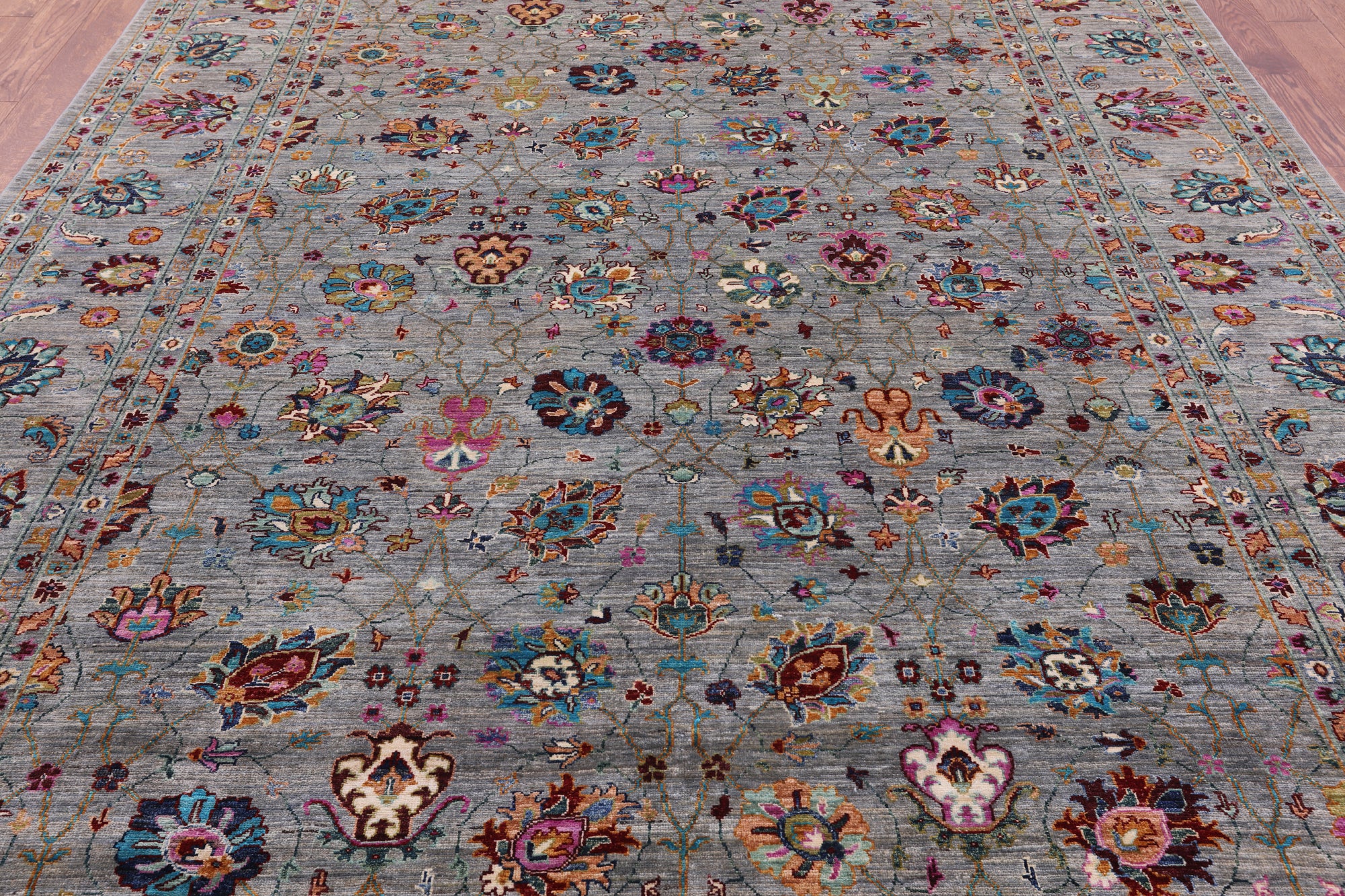 Grey Peshawar Hand Knotted Wool Rug - 8' 10" X 12' 0" - Golden Nile