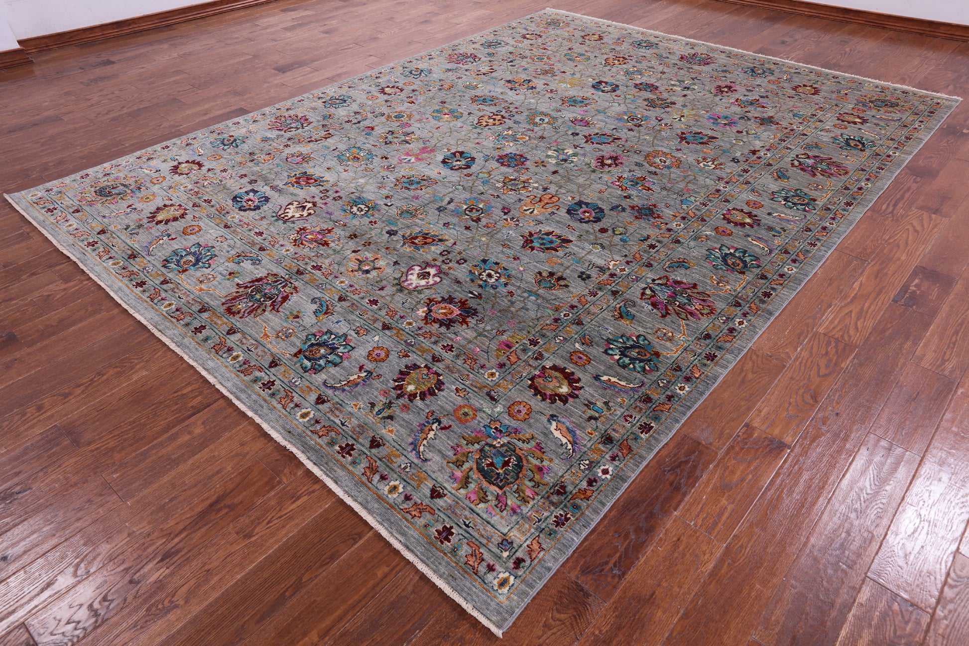 Grey Peshawar Hand Knotted Wool Rug - 8' 10" X 12' 0" - Golden Nile