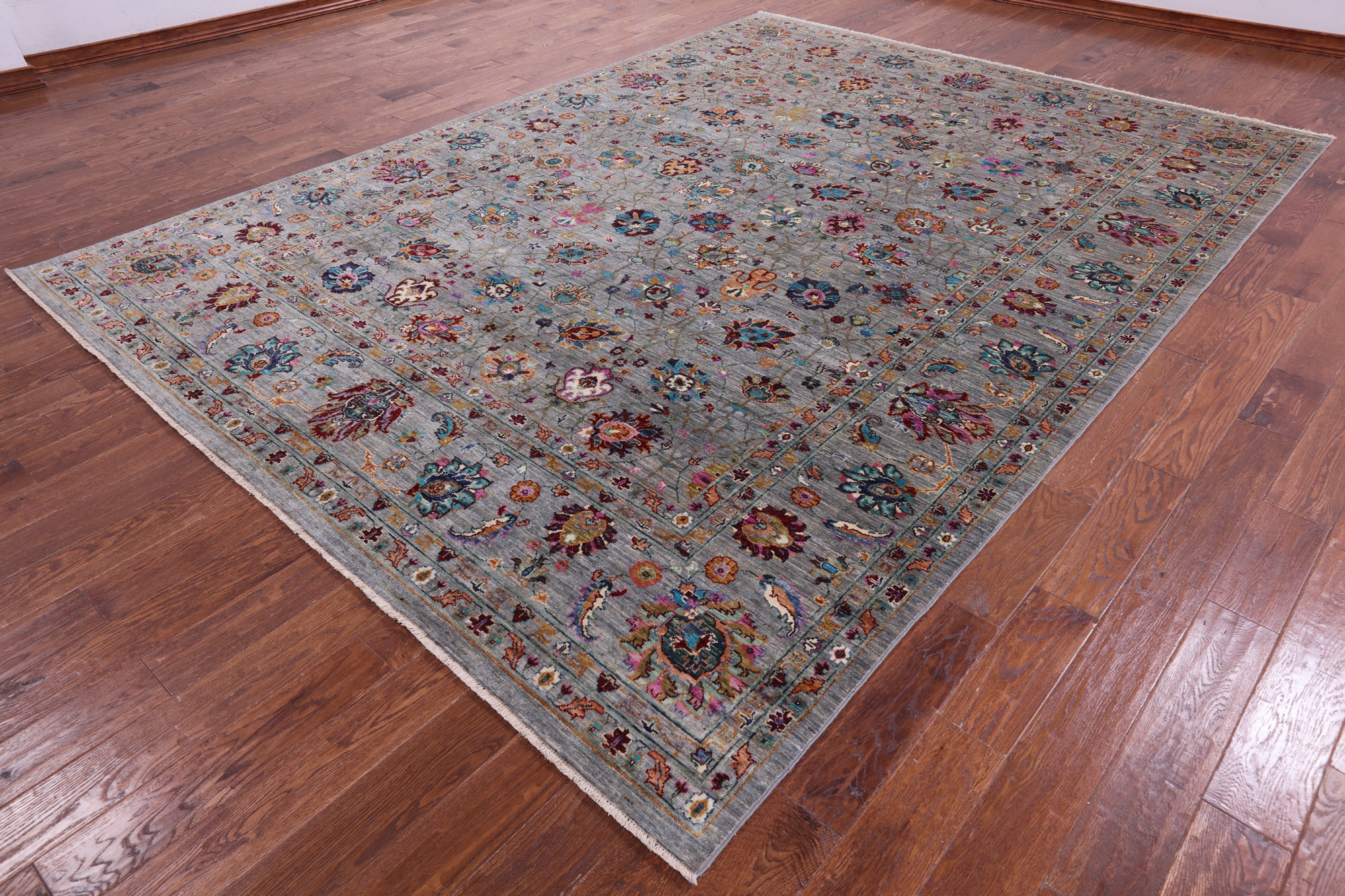 Grey Peshawar Hand Knotted Wool Rug - 8' 10" X 12' 0" - Golden Nile
