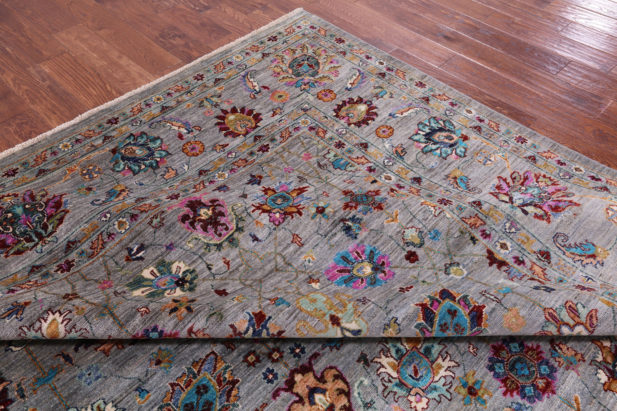 Grey Peshawar Hand Knotted Wool Rug - 8' 10" X 12' 0" - Golden Nile