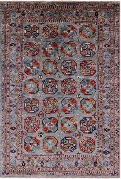 Turkmen Ersari Hand Knotted Wool Rug - 6' 9" X 9' 10" - Golden Nile