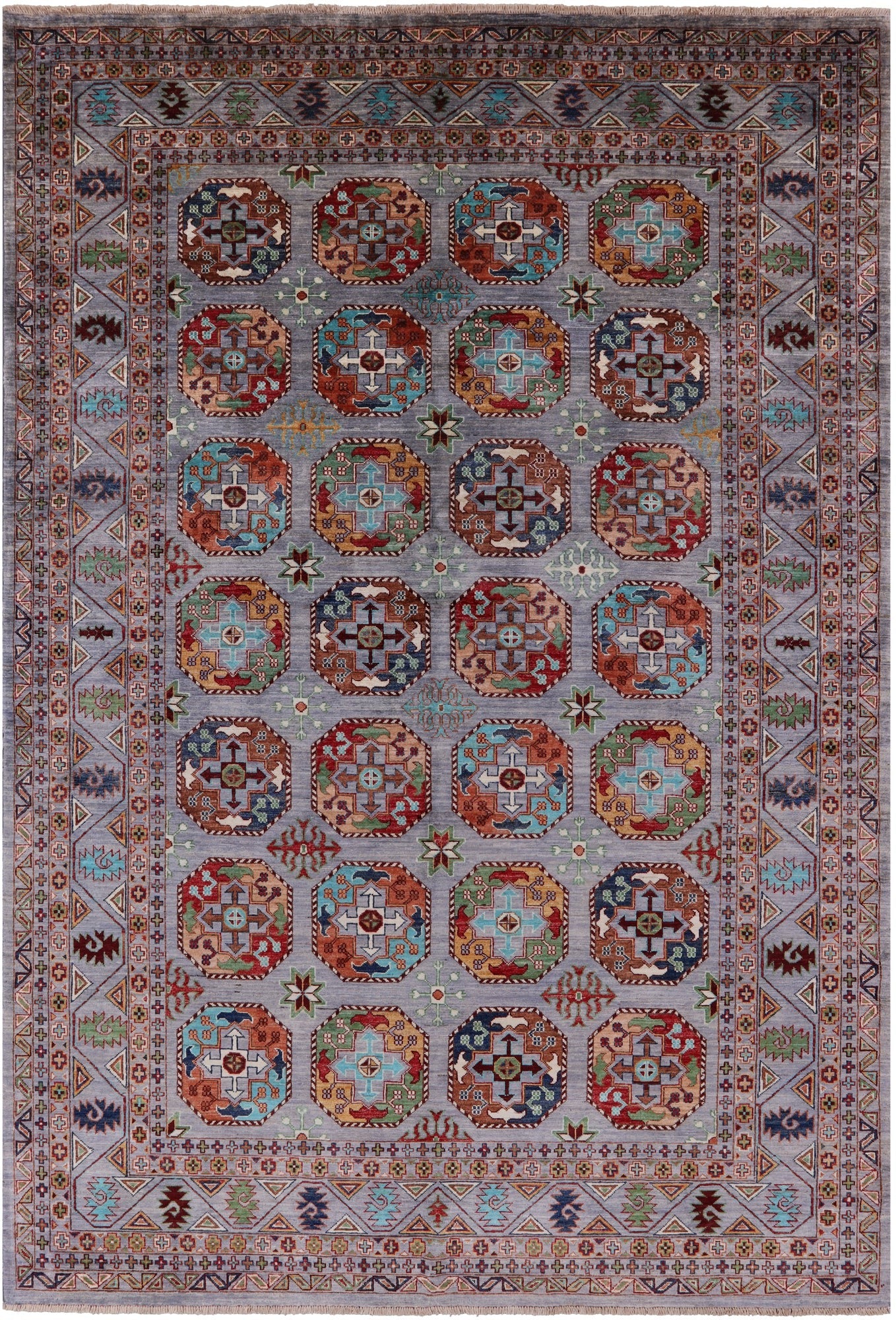 Turkmen Ersari Hand Knotted Wool Rug - 6' 9" X 9' 10" - Golden Nile