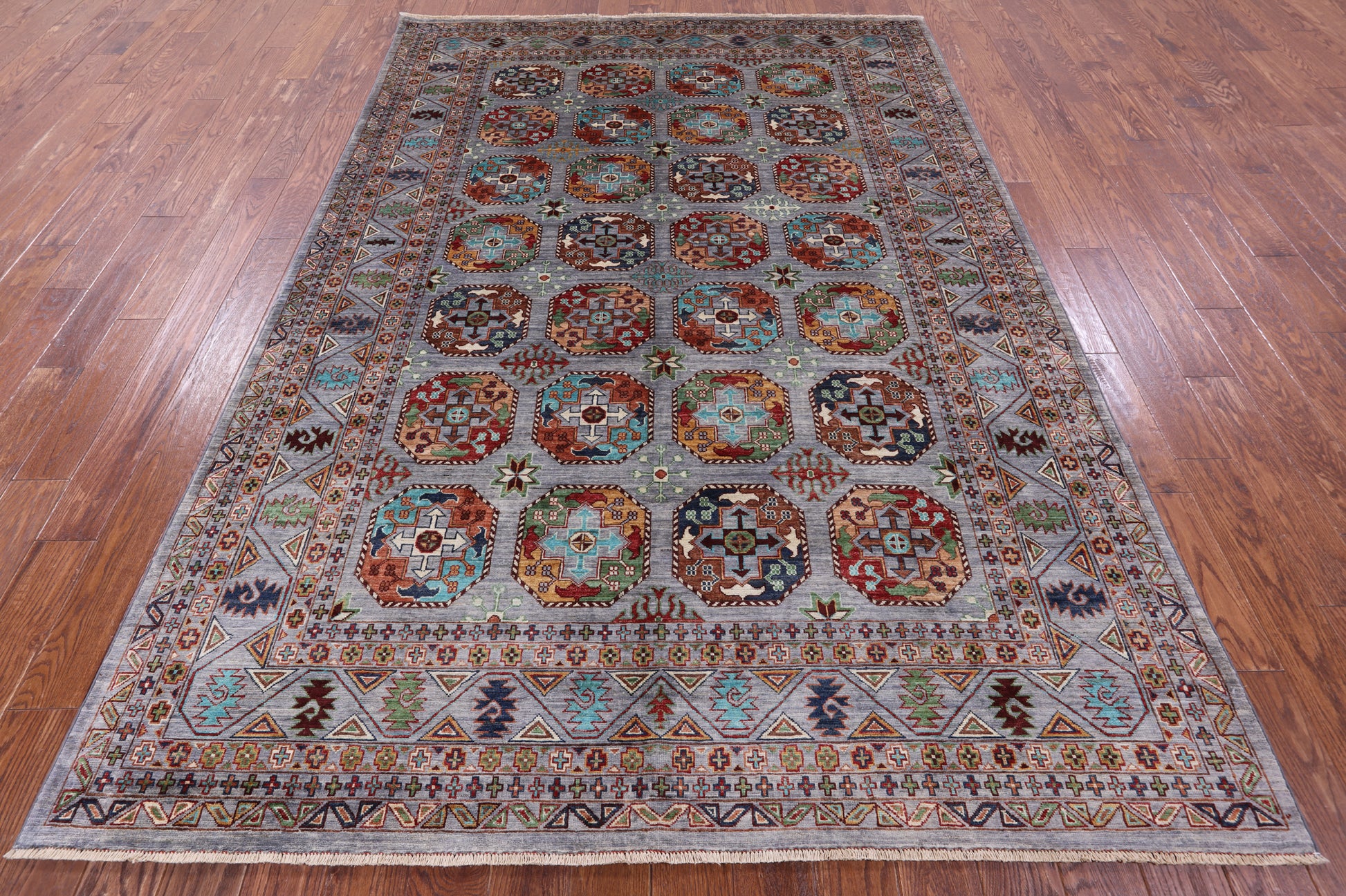 Turkmen Ersari Hand Knotted Wool Rug - 6' 9" X 9' 10" - Golden Nile