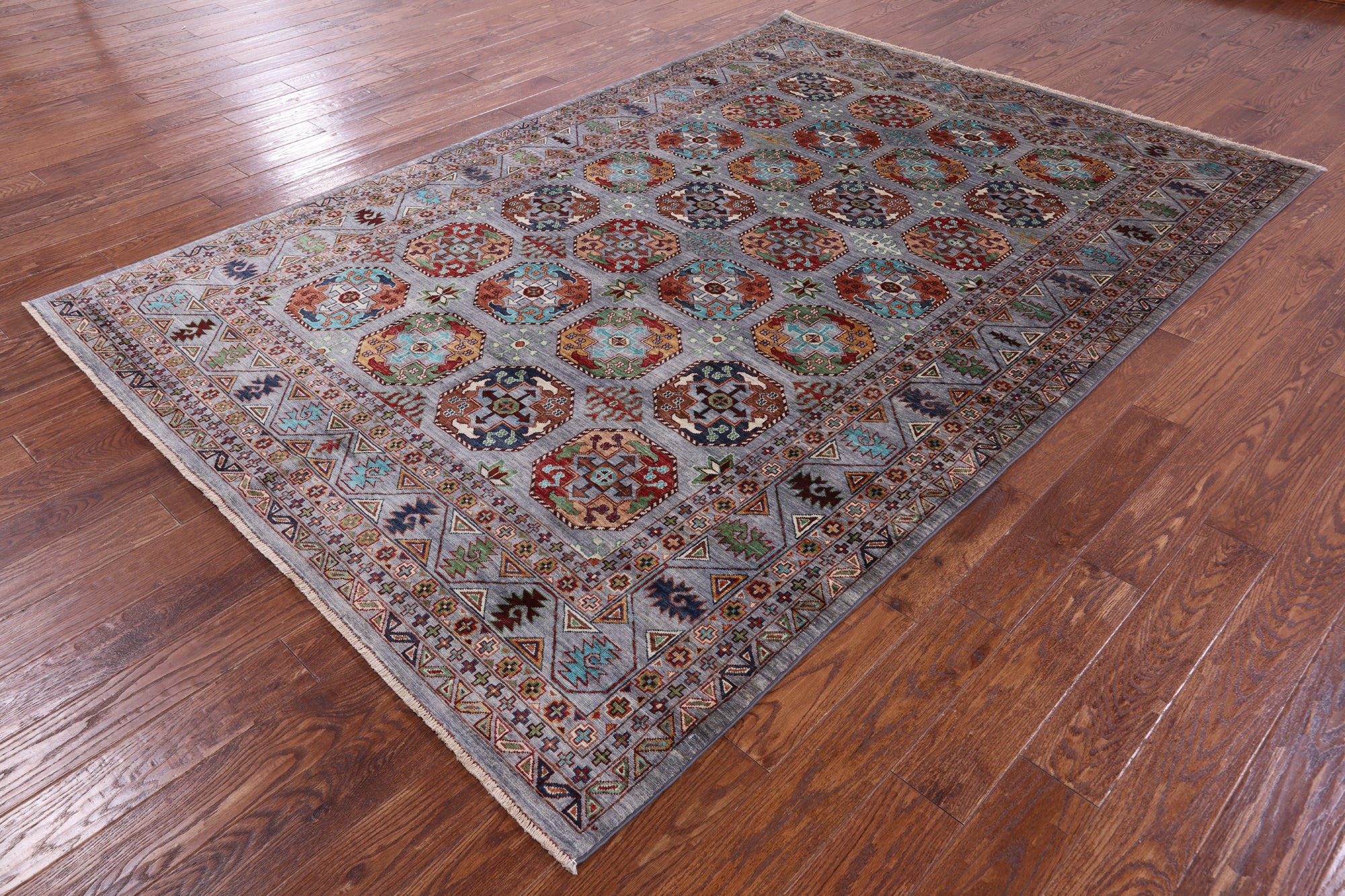 Turkmen Ersari Hand Knotted Wool Rug - 6' 9" X 9' 10" - Golden Nile