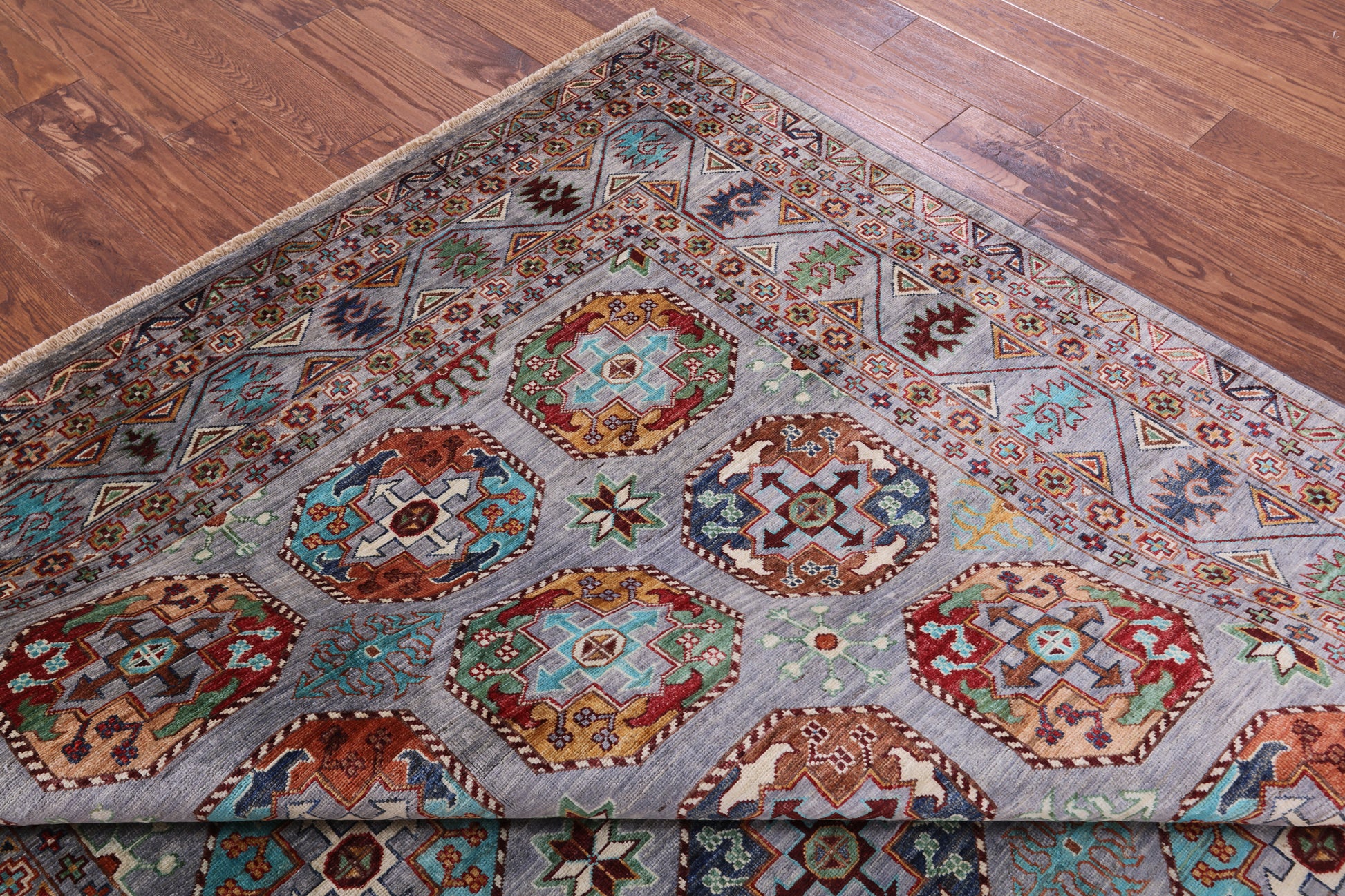 Turkmen Ersari Hand Knotted Wool Rug - 6' 9" X 9' 10" - Golden Nile