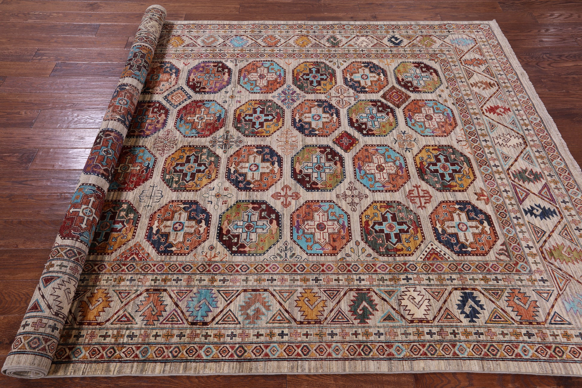 Turkmen Ersari Handmade Wool Rug - 6' 7" X 10' 0" - Golden Nile