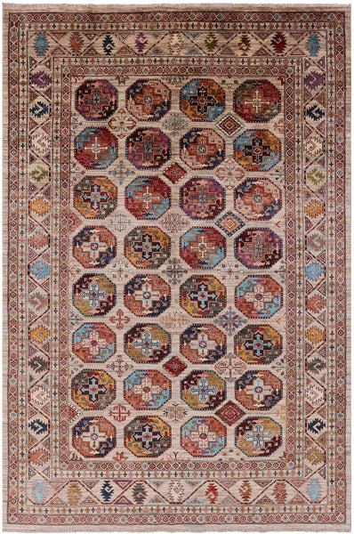 Turkmen Ersari Handmade Wool Rug - 6' 7" X 10' 0" - Golden Nile