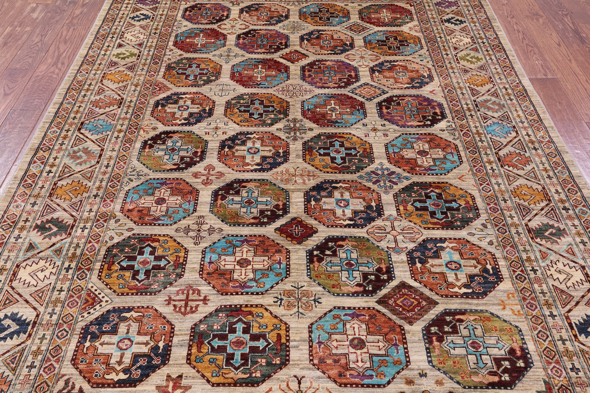 Turkmen Ersari Handmade Wool Rug - 6' 7" X 10' 0" - Golden Nile