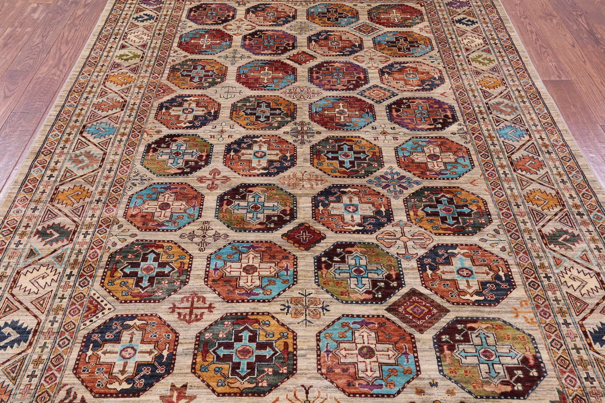 Turkmen Ersari Handmade Wool Rug - 6' 7" X 10' 0" - Golden Nile