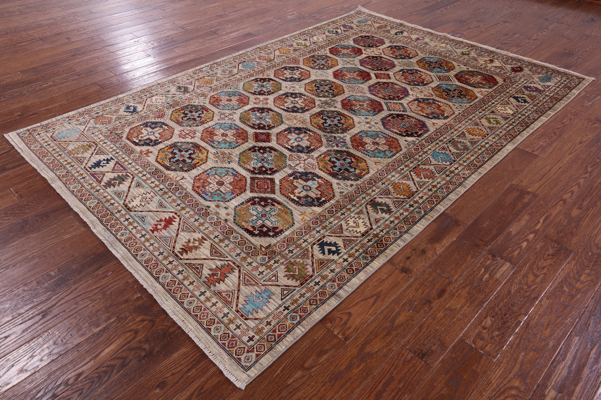 Turkmen Ersari Handmade Wool Rug - 6' 7" X 10' 0" - Golden Nile